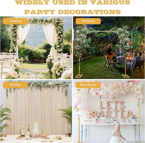 Wedding Arch Backdrop Stand Square 6.5FT Heavy Duty Metal Frame, Balloon Arch Stand Adjustable Photo Booth Decor for Baby Showers, Halloween Parties, Birthdays, Anniversaries in Kuwait