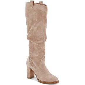 Juliet Holy Women's Knee High Boots chunky Block Heel Wide Round Round Toe Side Side Slid in Kuwait