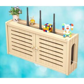 جهاز التوجيه رف الجدار المثبت على الجدار المخزن تخزين رف رف الأسلاك WiFi مربع WiFii Router Rucker Rack ، C-48x24cm in Kuwait