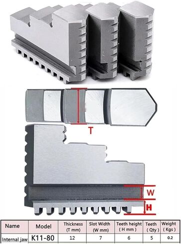 المخرطة تشاك الغيار الفكين الناعم الفك الداخلي والفك الخارجي 3 الفك تشاك الفكين لأجزاء 80 مم 100 ملم محركات الثلاجة (K11-80 الفك الخارجي) in Kuwait
