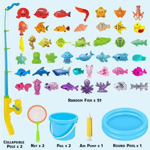CozyBomB™ Magnetic Fishing Toys Game Set for Kids | Water Table Bathtub Kiddie Pool Party Pole Rod Net, Outdoor Plastic Floating Fish, Toddler Bath Color Ocean Sea Animals Birthday Gift Age 3-5 6 4-8 in Saudi Arabia