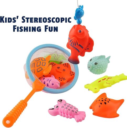 CozyBomB™ Magnetic Fishing Toys Game Set for Kids | Water Table Bathtub Kiddie Pool Party Pole Rod Net, Outdoor Plastic Floating Fish, Toddler Bath Color Ocean Sea Animals Birthday Gift Age 3-5 6 4-8 in Saudi Arabia