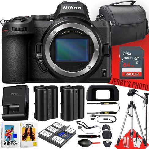 Nikon Z5 Camera Lirrorless (الجسم فقط) + 64 جيجابايت ذاكرة + ترايبود + Monopod + بطارية إضافية + مجموعة تنظيف ديلوكس + المزيد (حزمة 21pc) in Saudi Arabia