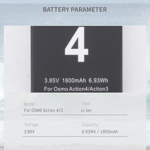 استبدال بطارية 2 عبوة متوافق مع DJI Osmo Action 4 ، طراز كاميرا OSMO Action 3 ، 3.85V 1850MAH/7.12WH بطارية الكاميرات القابلة لإعادة الشحن مع حالة شاحن مزدوج in Kuwait
