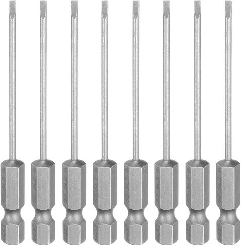 Harfington 8pcs SL2 قطع مفك البراغي المصنفة 2 مم نصيحة زخرفة 1/4 "Hex Shank 75mm (3") رأس مسطح طويل S2 S2 STEEL SCREAL DRIVER in Saudi Arabia