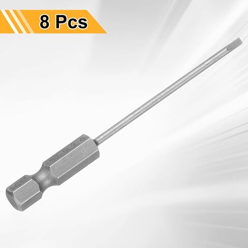 Harfington 8pcs SL2 قطع مفك البراغي المصنفة 2 مم نصيحة زخرفة 1/4 "Hex Shank 75mm (3") رأس مسطح طويل S2 S2 STEEL SCREAL DRIVER in Saudi Arabia