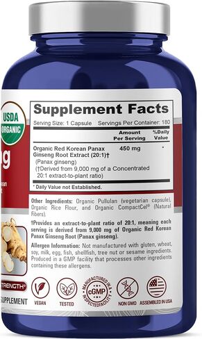 NusaPure Red Korean Panax Ginseng 4,800mg 200 Veggie Caps (Non-GMO, Extract 12:1 & Gluten-Free) in Saudi Arabia