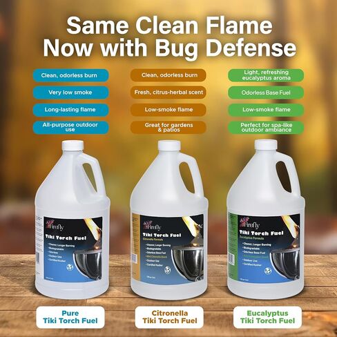 Firefly Tiki Torch Fuel – Clean-Burning Outdoor Lamp Oil for Tiki Torches and Lanterns. Low Smoke, Long-Lasting – Outdoor Patio & Garden Use (Citronella, 2 Gallons) in Kuwait