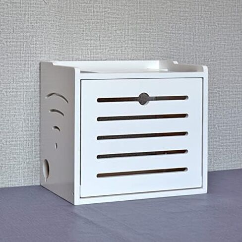 Wooden Router Storage Box Desktop Hider Rack WiFi Router Fenches Router Organizer Power Strip and Cable Management Storage Box in Saudi Arabia