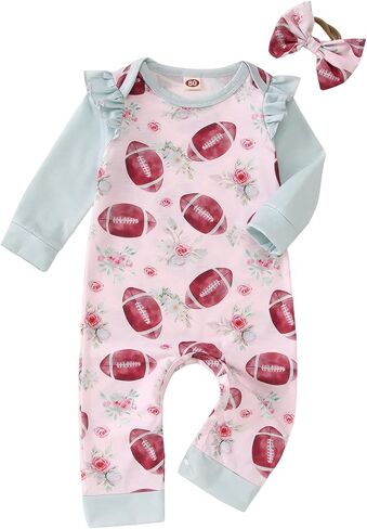 Gligittr Baby Girls Football Outfits اطفال لعبة الرضع يوم الرضع Bodysuit Football Foilding عشاق العاشاء in Saudi Arabia