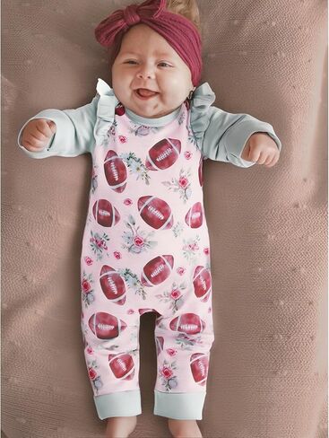 Gligittr Baby Girls Football Outfits اطفال لعبة الرضع يوم الرضع Bodysuit Football Foilding عشاق العاشاء in Saudi Arabia