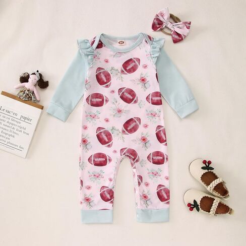 Gligittr Baby Girls Football Outfits اطفال لعبة الرضع يوم الرضع Bodysuit Football Foilding عشاق العاشاء in Saudi Arabia