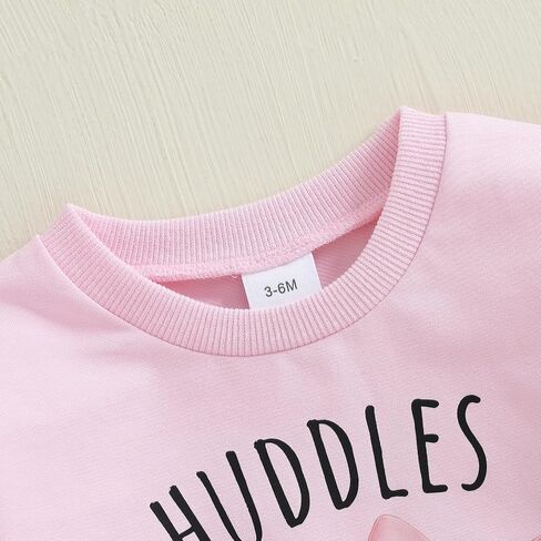 Sasaerucure Newborn Infant Baby Girl Game Day Outfit Huddles and Cuddles Football Baby Long Sleeve Romper Pink Bow Onesie in Saudi Arabia