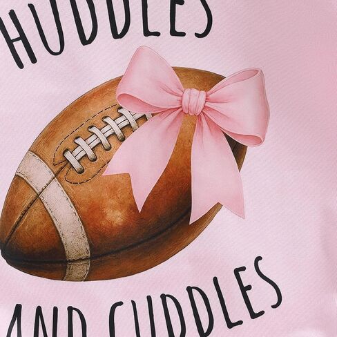 Sasaerucure Newborn Infant Baby Girl Game Day Outfit Huddles and Cuddles Football Baby Long Sleeve Romper Pink Bow Onesie in Saudi Arabia