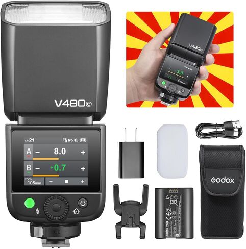Flash Godox V480-O TTL Li-Ion Flash لأوليمبوس-GN50 الزناد اللاسلكي المدمج ، 2.0 "شاشة تعمل باللمس ، HSS 1/8000s ، 650 وميض كامل القوة ، 1.7S إعادة تدوير ، مصباح نمذجة LED لتصوير المنتجات البورتري in Saudi Arabia