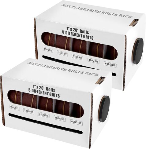 Emery Cloth Roll Assortment, 6 Grits, 1 Inch x 19.7 ft (6m) Sandpaper Roll | 150 240 320 400 600, Emery Cloth for Metal, Wood, Automotive and Furniture, Wet/Dry Abrasive Cloth with Dispenser in Saudi Arabia