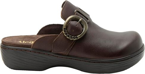 Alegria Women's Osmosis Open Back Wood Look Rocker Leather Clog Heel in Saudi Arabia