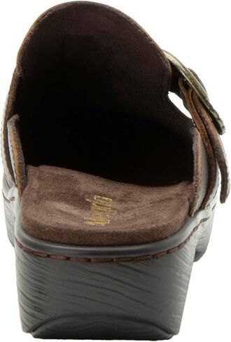 Alegria Women's Osmosis Open Back Wood Look Rocker Leather Clog Heel in Saudi Arabia
