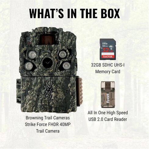 Browning Trail Cameras - Strike Force FHDR 40MP (2-Pack) with 2X 32GB Memory Card and Card Reader (5 Items) in Saudi Arabia