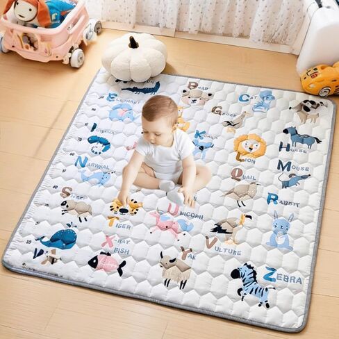 حصيرة لعب الأطفال للأرضية ، 50 "× 50" أكثر سماكة كبيرة من الرغوة الرغوية الرغوية للرضع للأطفال ، والأطفال الصغار ، واللعب غير القابل للطي قابلة للطي للمسرح والأرضية (الحيوانات والرسائل) in Kuwait