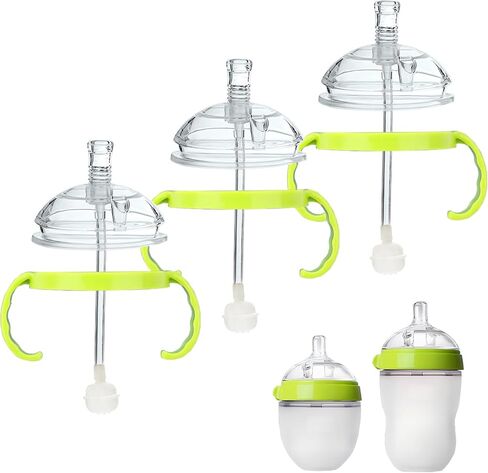Sippy Cup Conversion Kit for Comotomo Baby Bottles, Soft Straw Top and Weighted Transition Cup Kit with Handles, Set of 3 in Saudi Arabia