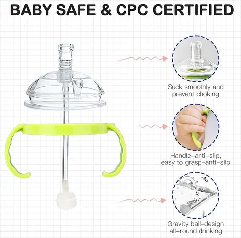 Sippy Cup Conversion Kit for Comotomo Baby Bottles, Soft Straw Top and Weighted Transition Cup Kit with Handles, Set of 3 in Saudi Arabia