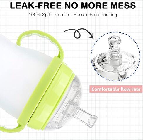 Sippy Cup Conversion Kit for Comotomo Baby Bottles, Soft Straw Top and Weighted Transition Cup Kit with Handles, Set of 3 in Saudi Arabia