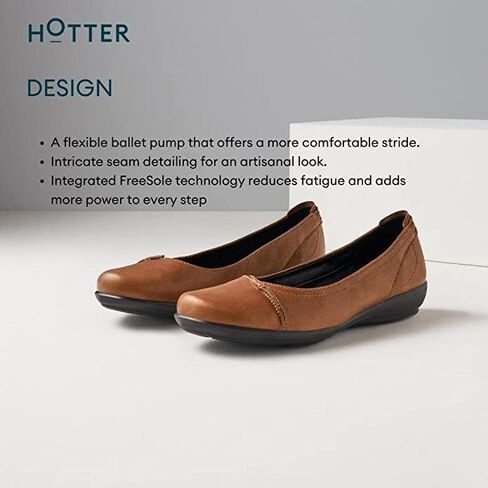 Hotter Robyn II Women's Casuals Classic Ballet Pump with Seam Detailing in Leather Narrow in Kuwait