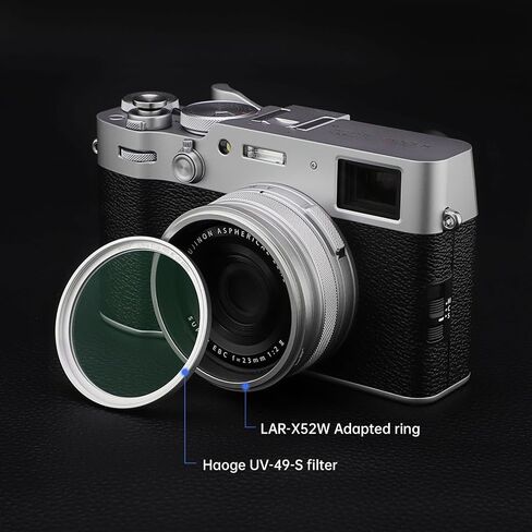 Haoge Lens Filter Adapter Ring for Fujifilm Fuji FinePix X100V Camera fit 49mm UV CPL ND Filter Lens Cap Replace Fujifilm AR-X100 Silver in Saudi Arabia