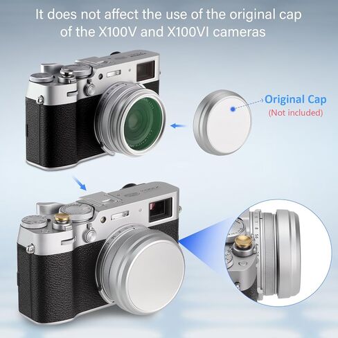 Haoge Lens Filter Adapter Ring for Fujifilm Fuji FinePix X100V Camera fit 49mm UV CPL ND Filter Lens Cap Replace Fujifilm AR-X100 Silver in Saudi Arabia
