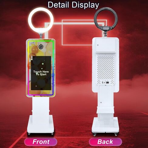 Mirror Photo Booth with 21.5" Touchscreen, APP Control & Instant Printing, Portable DSLR Photo Booth Includes RGB Ring Light & Flight Case for Wedding Parties Events (Photo Booth + Printer + Camera) in Saudi Arabia