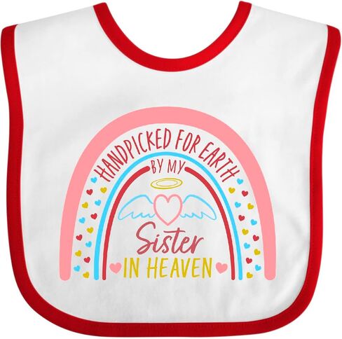 inktastic Handpicked for Earth By My Sister in Heaven- Rainbow Baby Bib in Saudi Arabia