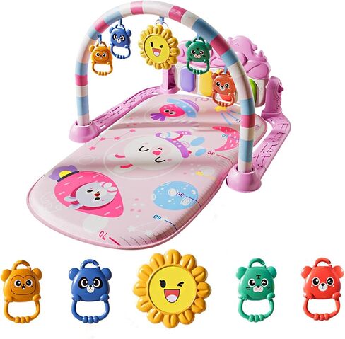 Alive Lovely Baby Gyms Play Mats, Musical Activity Center Baby Piano Gym Mat, Music and Lights Tummy Time Padded Mat for Newborn Newborn 0 to 3 6 9 12 Months in Saudi Arabia