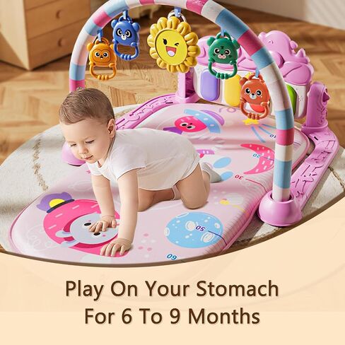 Alive Lovely Baby Gyms Play Mats, Musical Activity Center Baby Piano Gym Mat, Music and Lights Tummy Time Padded Mat for Newborn Newborn 0 to 3 6 9 12 Months in Saudi Arabia