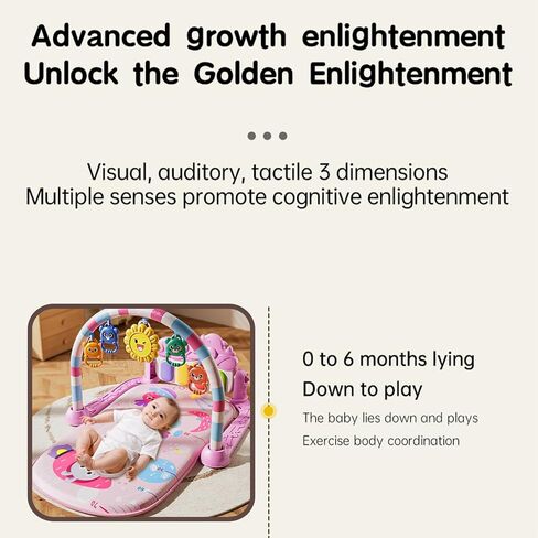Alive Lovely Baby Gyms Play Mats, Musical Activity Center Baby Piano Gym Mat, Music and Lights Tummy Time Padded Mat for Newborn Newborn 0 to 3 6 9 12 Months in Saudi Arabia