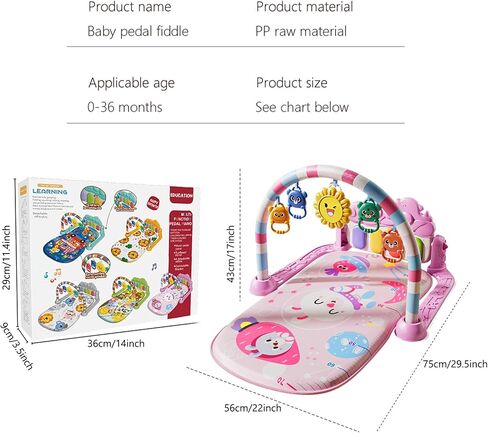 Alive Lovely Baby Gyms Play Mats, Musical Activity Center Baby Piano Gym Mat, Music and Lights Tummy Time Padded Mat for Newborn Newborn 0 to 3 6 9 12 Months in Saudi Arabia