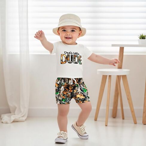 Tempura Baby Toddler Boy 2 Piece Animals Print Outfit Short Sleeve T-shirts Top Elastic Waist Shorts Summer Outfit in Kuwait