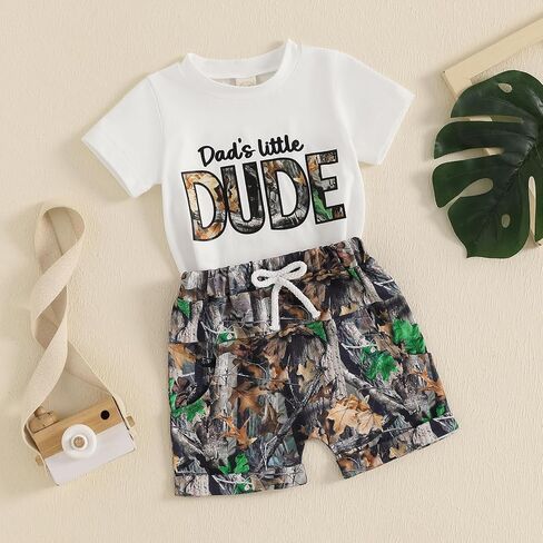 Tempura Baby Toddler Boy 2 Piece Animals Print Outfit Short Sleeve T-shirts Top Elastic Waist Shorts Summer Outfit in Kuwait