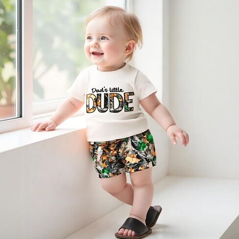 Tempura Baby Toddler Boy 2 Piece Animals Print Outfit Short Sleeve T-shirts Top Elastic Waist Shorts Summer Outfit in Kuwait