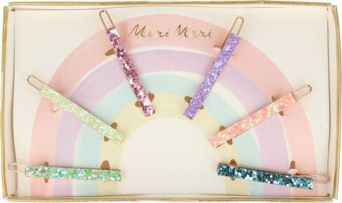 MERI MERI RAINBOW CLIPS (6 عدد ، للجنسين ، الكبار ، قسم الأطفال ، مقطع الشعر ، نمط قوس قزح ، زخرفة بريق) in Saudi Arabia