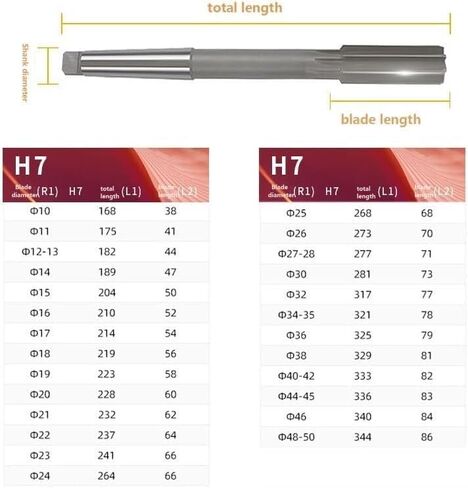 Reamer Reamers 12-70mm HSS Taper Shank Flured High Speed ​​Steel Machine Reamer 12-70mm قطرها ، الصلب الأبيض H7 عالي الدقة اللون: 55 H7 دقة اللون: 65 H7 دقة (اللون: 32 H7 Accurac in Saudi Arabia