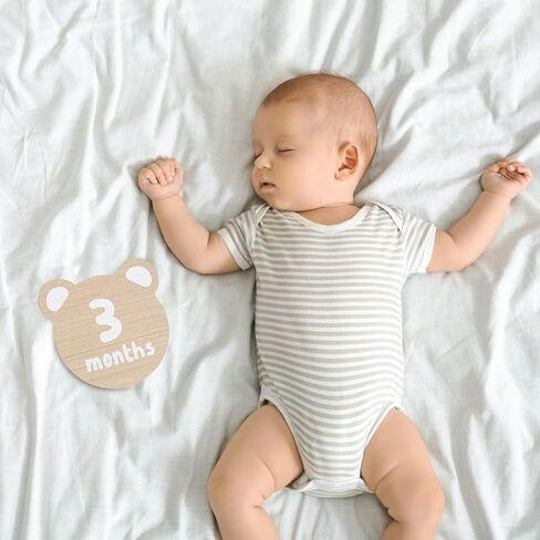 Kate & Milo Wooden Baby Monthly Milestone Photo Props, Round Discs with Classic Cursive Script, Double-Sided Photo Markers for Baby Announcements and Growth Pictures, 1-12 Months in Saudi Arabia