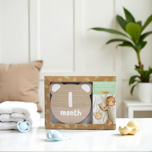 Kate & Milo Wooden Baby Monthly Milestone Photo Props, Round Discs with Classic Cursive Script, Double-Sided Photo Markers for Baby Announcements and Growth Pictures, 1-12 Months in Saudi Arabia