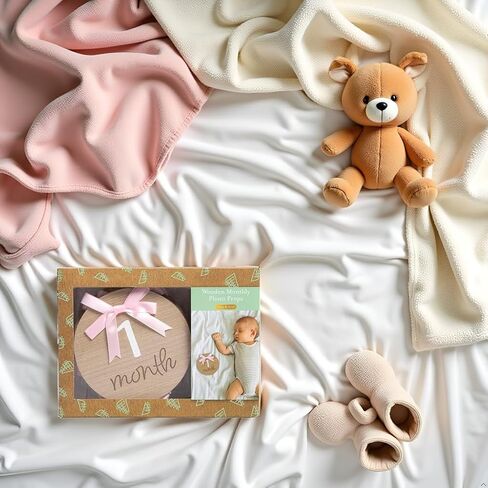 Kate & Milo Wooden Baby Monthly Milestone Photo Props, Round Discs with Classic Cursive Script, Double-Sided Photo Markers for Baby Announcements and Growth Pictures, 1-12 Months in Saudi Arabia