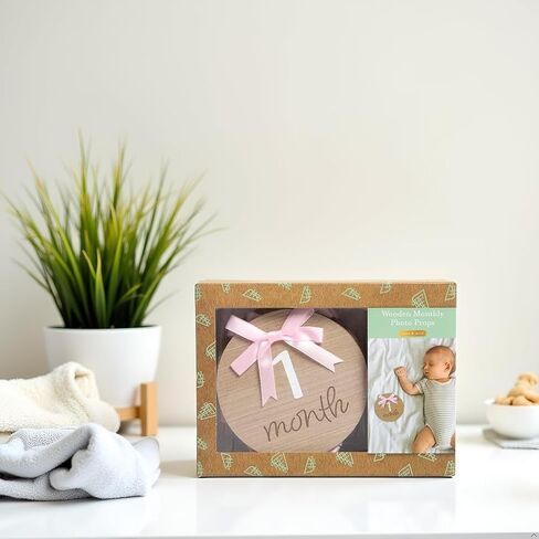 Kate & Milo Wooden Baby Monthly Milestone Photo Props, Round Discs with Classic Cursive Script, Double-Sided Photo Markers for Baby Announcements and Growth Pictures, 1-12 Months in Saudi Arabia