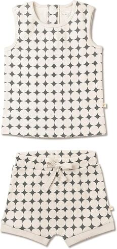 MakeMake Organics GOTS Certified Organic Cotton Infant Unisex Baby Kids Toddler Boys Girls Tank Tee with Matching Shorts in Kuwait