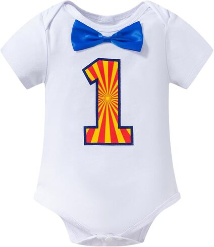 Yruiz Baby Boy Animal Forest Theme 1st Birthday Outfit Romper Shorts Set Bow Tie Suspenders Set in Kuwait