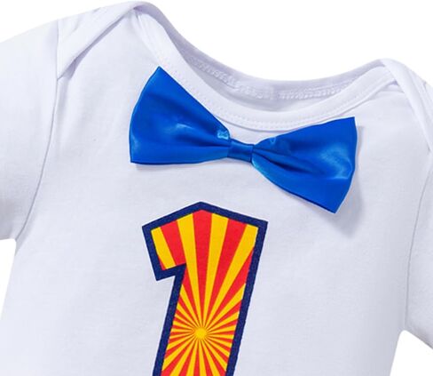 Yruiz Baby Boy Animal Forest Theme 1st Birthday Outfit Romper Shorts Set Bow Tie Suspenders Set in Kuwait