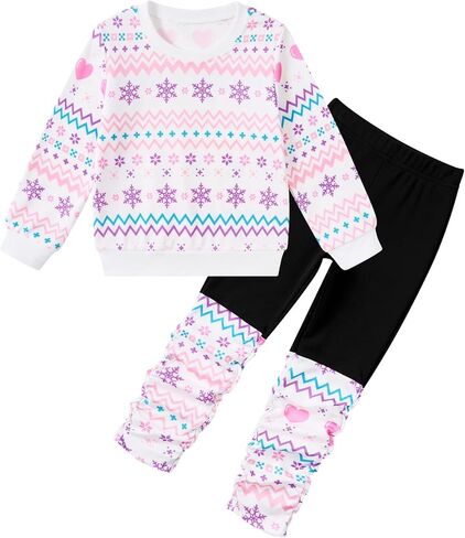 Toddler Baby Girl Clothes Outfits 2 Piece Fall Clothing SetPattern Printed Sweatshirt and Sweatpants 12M-3Y in Kuwait