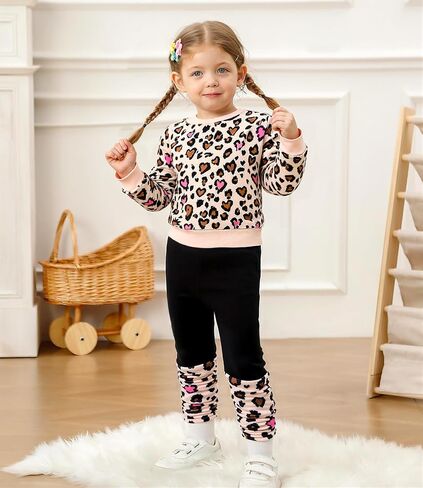 Toddler Baby Girl Clothes Outfits 2 Piece Fall Clothing SetPattern Printed Sweatshirt and Sweatpants 12M-3Y in Kuwait
